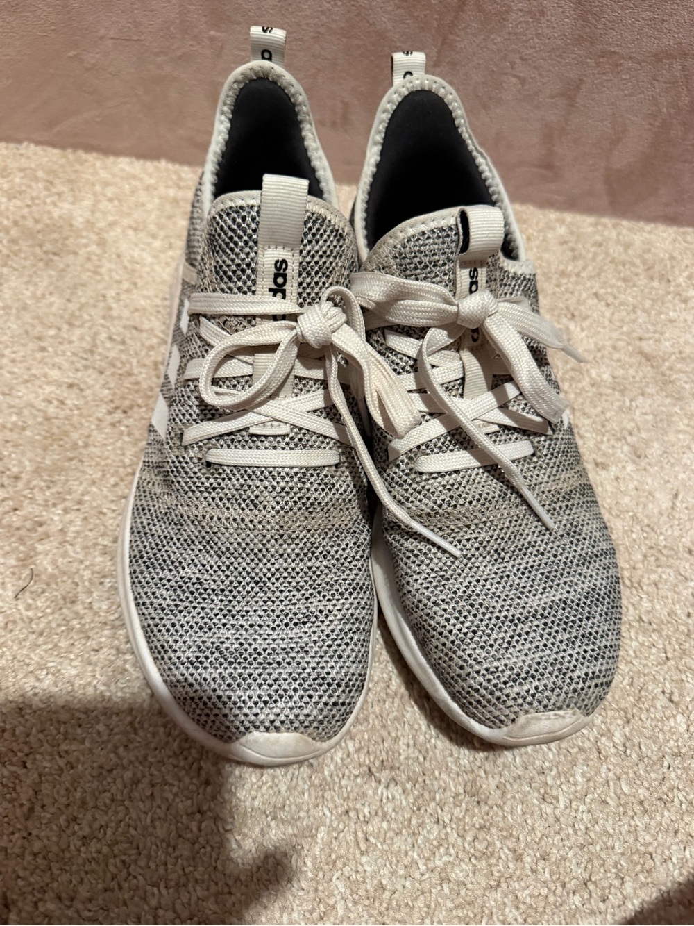 adidas Women's Lightweight Knit Lace-Up Sneakers - White/Gray